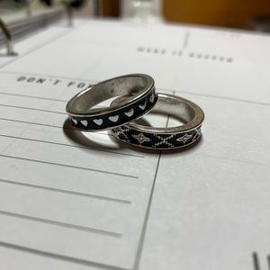 2 Black Pattern Rings
